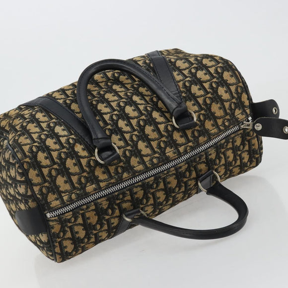 Christian Dior Trotter Canvas Boston Bag Navy Silver Auth 182138
