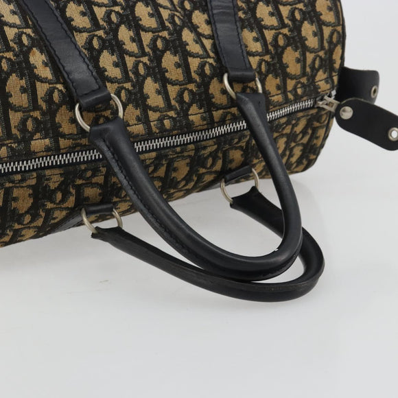 Christian Dior Trotter Canvas Boston Bag Navy Silver Auth 182138