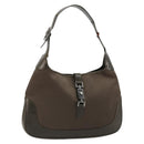 GUCCI Jackie Shoulder Bag Satin Brown Silver 001 3306 Auth 182140-1