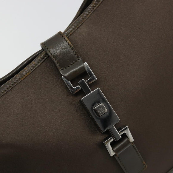 GUCCI Jackie Shoulder Bag Satin Brown Silver 001 3306 Auth 182140