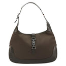 GUCCI Jackie Shoulder Bag Satin Brown Silver 001 3306 Auth 182140-2