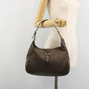GUCCI Jackie Shoulder Bag Satin Brown Silver 001 3306 Auth 182140-25