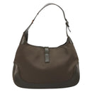GUCCI Jackie Shoulder Bag Satin Brown Silver 001 3306 Auth 182140-3