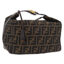 FENDI Zucca Canvas Hand Bag Black Brown Auth 182141-1