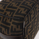 FENDI Zucca Canvas Hand Bag Black Brown Auth 182141-8