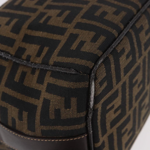 FENDI Zucca Canvas Hand Bag Black Brown Auth 182141