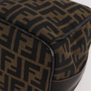 FENDI Zucca Canvas Hand Bag Black Brown Auth 182141-15
