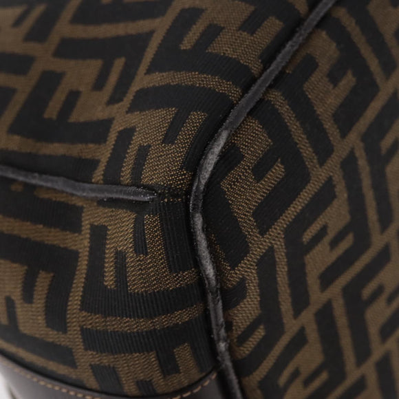 FENDI Zucca Canvas Hand Bag Black Brown Auth 182141