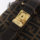 FENDI Zucca Canvas Hand Bag Black Brown Auth 182141-18
