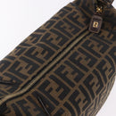 FENDI Zucca Canvas Hand Bag Black Brown Auth 182141-9