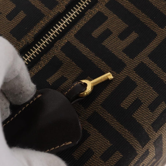FENDI Zucca Canvas Hand Bag Black Brown Auth 182141