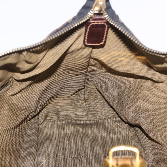 FENDI Zucca Canvas Hand Bag Black Brown Auth 182141
