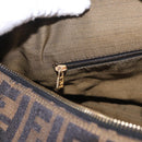 FENDI Zucca Canvas Hand Bag Black Brown Auth 182141-23