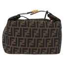 FENDI Zucca Canvas Hand Bag Black Brown Auth 182141-2