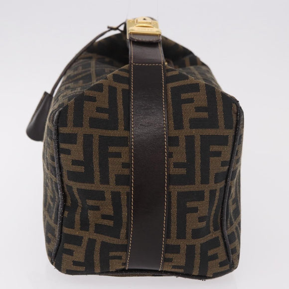 FENDI Zucca Canvas Hand Bag Black Brown Auth 182141