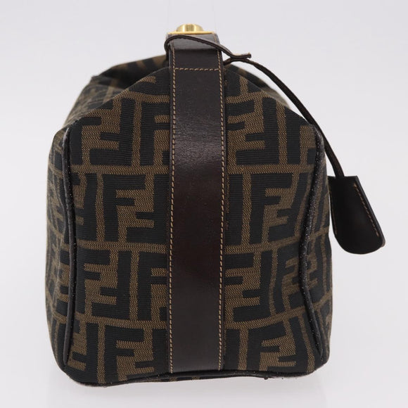 FENDI Zucca Canvas Hand Bag Black Brown Auth 182141