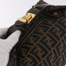 FENDI Zucca Canvas Hand Bag Black Brown Auth 182141-6