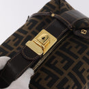 FENDI Zucca Canvas Hand Bag Black Brown Auth 182141-7