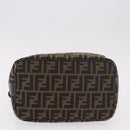 FENDI Zucca Canvas Hand Bag Black Brown Auth 182141-5