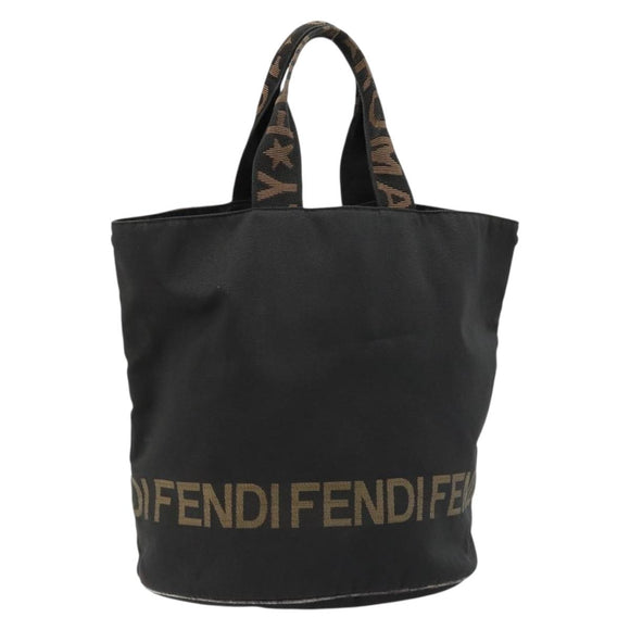 FENDI Tote Bag Canvas Black Auth 182142