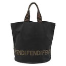 FENDI Tote Bag Canvas Black Auth 182142-13