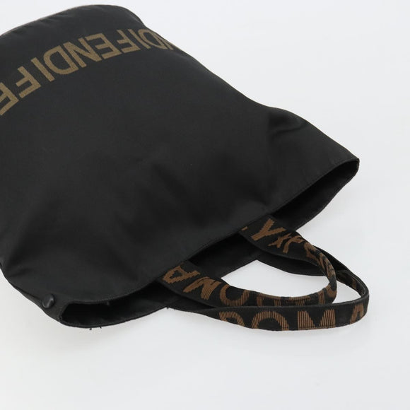 FENDI Tote Bag Canvas Black Auth 182142