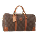 CELINE Macadam Canvas Boston Bag PVC Leather Brown Gold Auth 182143A-1
