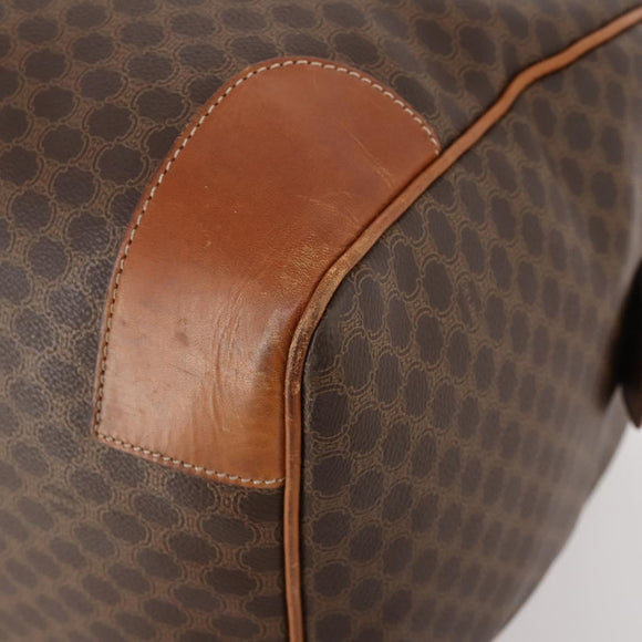CELINE Macadam Canvas Boston Bag PVC Leather Brown Gold Auth 182143A