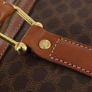 CELINE Macadam Canvas Boston Bag PVC Leather Brown Gold Auth 182143A-17