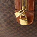 CELINE Macadam Canvas Boston Bag PVC Leather Brown Gold Auth 182143A-11