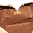 CELINE Macadam Canvas Boston Bag PVC Leather Brown Gold Auth 182143A-21