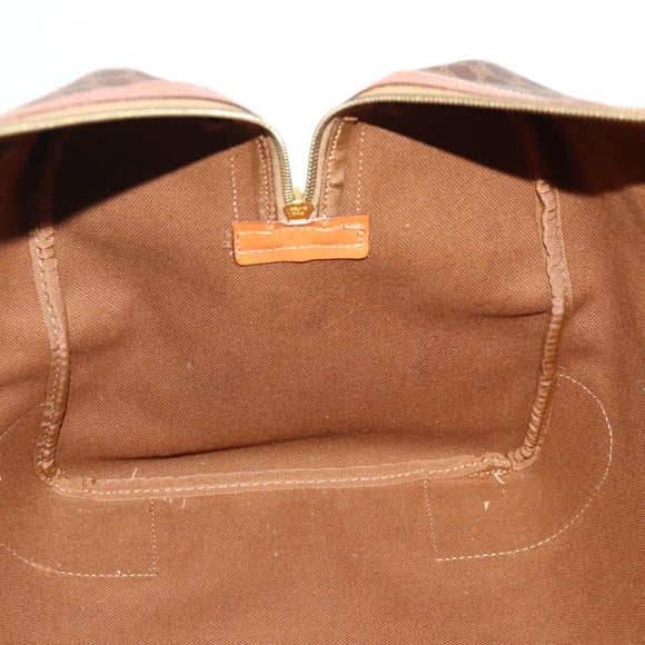 CELINE Macadam Canvas Boston Bag PVC Leather Brown Gold Auth 182143A