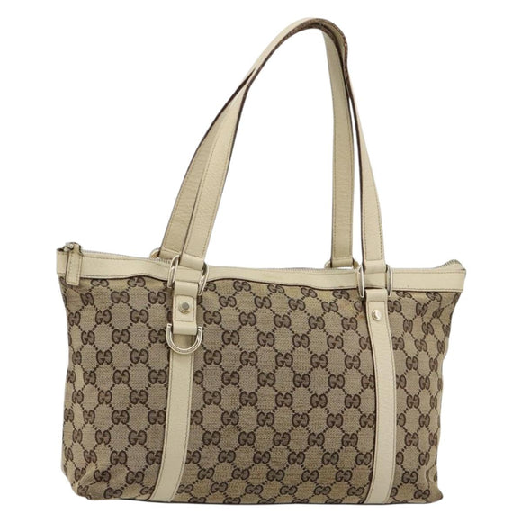 GUCCI GG Canvas Abbey Tote Bag Beige Gold 141470 Auth 182144