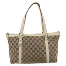 GUCCI GG Canvas Abbey Tote Bag Beige Gold 141470 Auth 182144-13