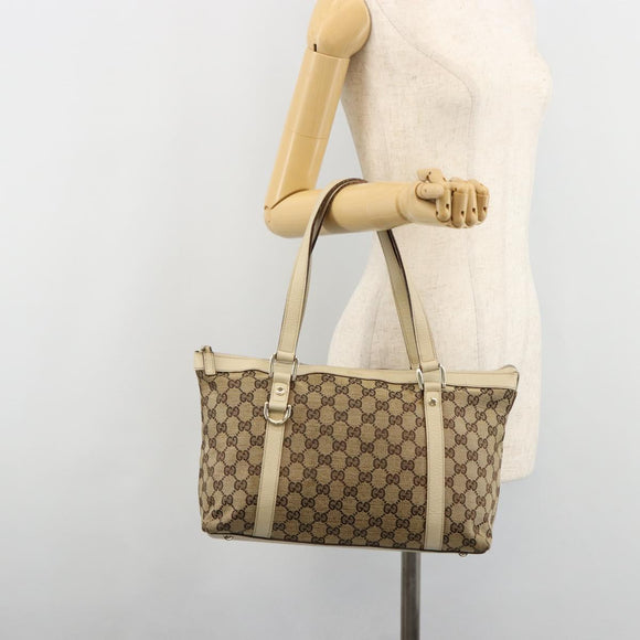 GUCCI GG Canvas Abbey Tote Bag Beige Gold 141470 Auth 182144