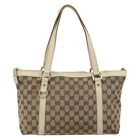 GUCCI GG Canvas Abbey Tote Bag Beige Gold 141470 Auth 182144