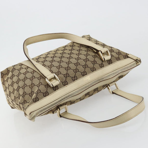 GUCCI GG Canvas Abbey Tote Bag Beige Gold 141470 Auth 182144