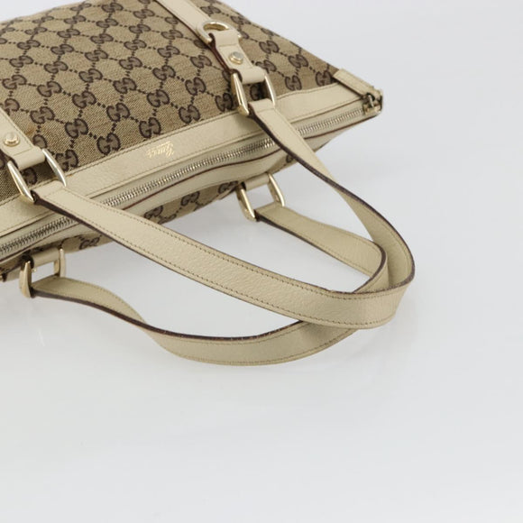 GUCCI GG Canvas Abbey Tote Bag Beige Gold 141470 Auth 182144