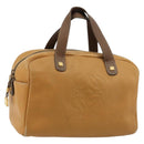 LOEWE Anagram Hand Bag Leather Brown Gold Auth 182145-1