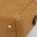 LOEWE Anagram Hand Bag Leather Brown Gold Auth 182145-14