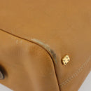 LOEWE Anagram Hand Bag Leather Brown Gold Auth 182145-15