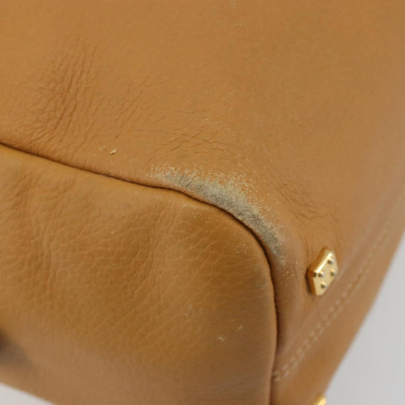 LOEWE Anagram Hand Bag Leather Brown Gold Auth 182145