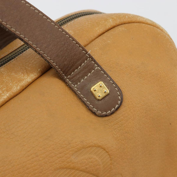 LOEWE Anagram Hand Bag Leather Brown Gold Auth 182145