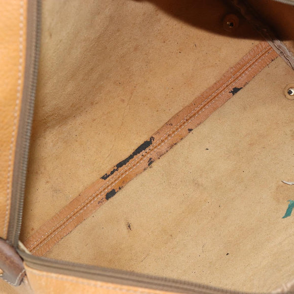 LOEWE Anagram Hand Bag Leather Brown Gold Auth 182145