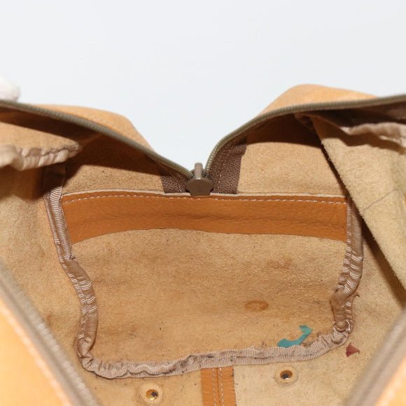 LOEWE Anagram Hand Bag Leather Brown Gold Auth 182145