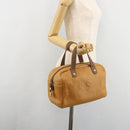 LOEWE Anagram Hand Bag Leather Brown Gold Auth 182145-20