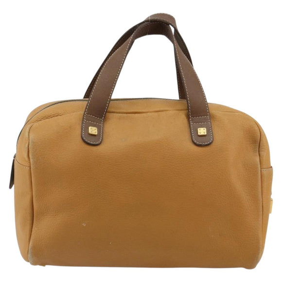 LOEWE Anagram Hand Bag Leather Brown Gold Auth 182145