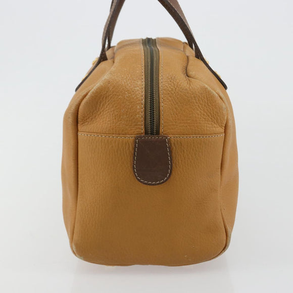 LOEWE Anagram Hand Bag Leather Brown Gold Auth 182145