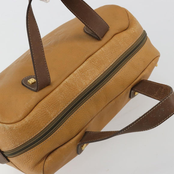 LOEWE Anagram Hand Bag Leather Brown Gold Auth 182145