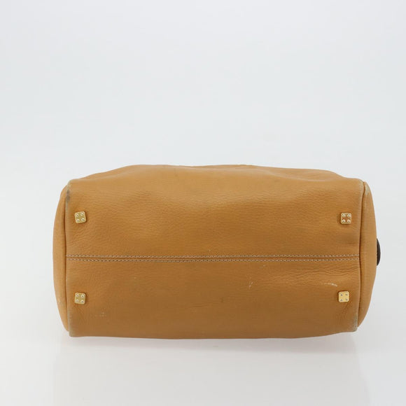 LOEWE Anagram Hand Bag Leather Brown Gold Auth 182145